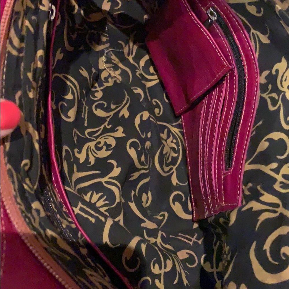 Pink and orange tooled leather bag - Picture 2 of 5